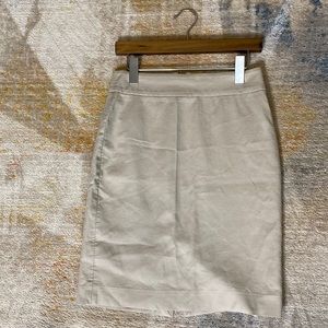 J Crew Pencil Skirt Tan 100% Cotton Fully Lined Size 0 21325